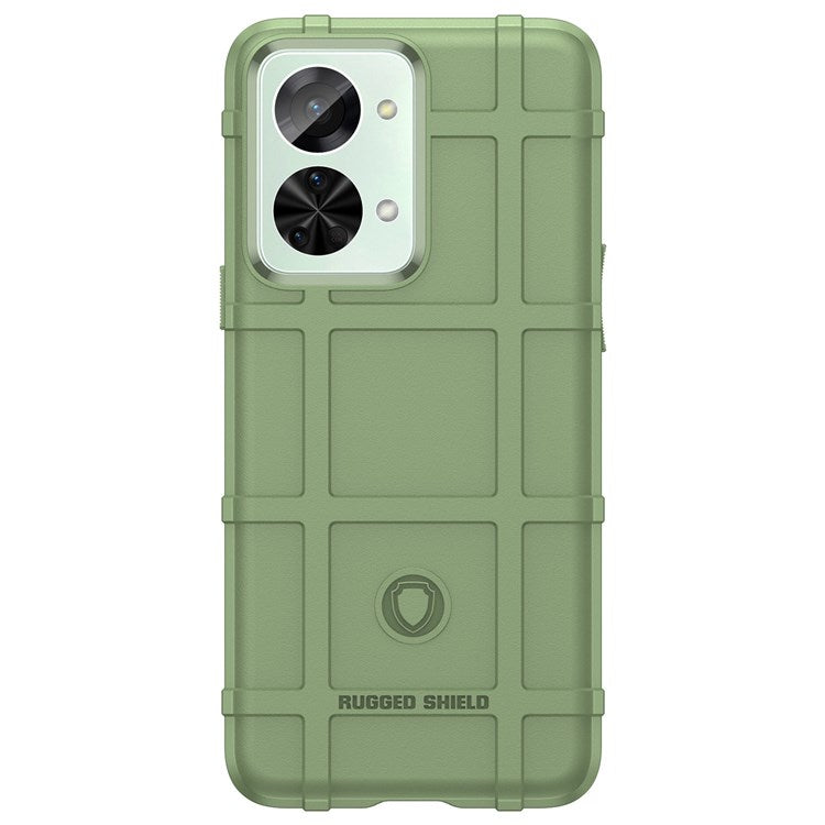 For OnePlus Nord 2T 5G Rugged Square Grid Design Soft TPU Durable Phone Case Well-protected Shell - Green
