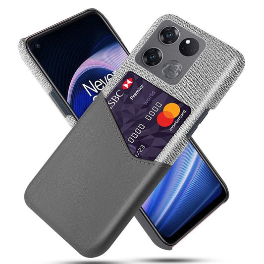 For OnePlus Ace Racing 5G Shockproof Phone Case Cloth Texture PU Leather Coated PC Drop-proof Cellphone Cover Card Holder - Grey