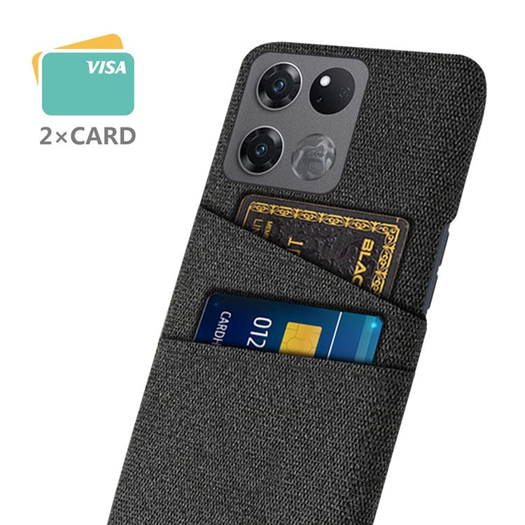 For OnePlus Ace Racing 5G Cloth Texture Anti-scratch Phone Case with Dual Card Slots Mobile Phone Well Protection Cover - Black