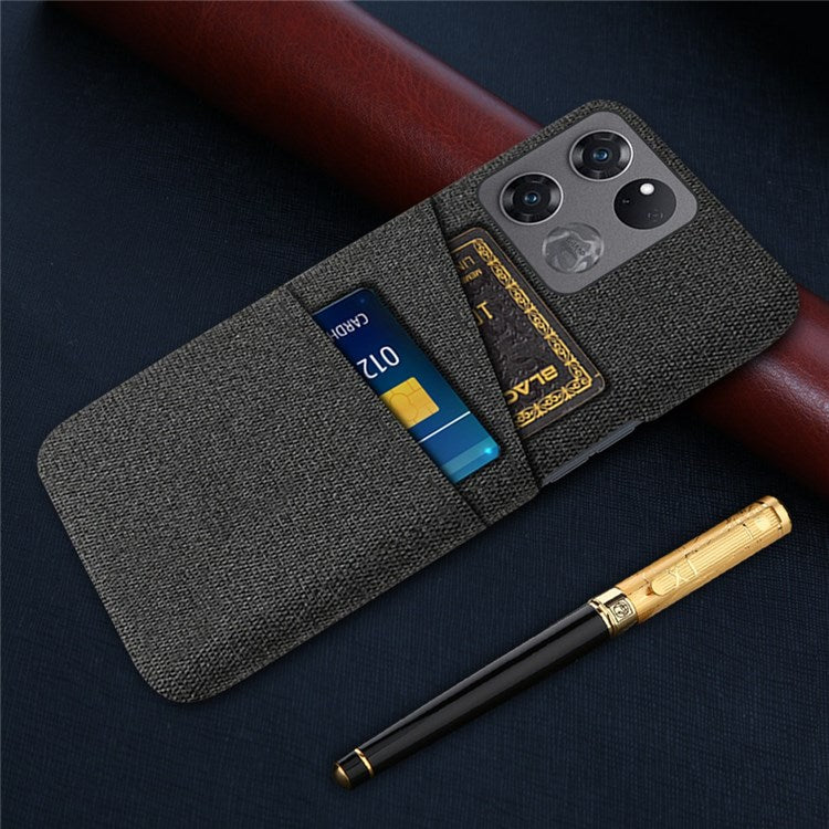 For OnePlus Ace Racing 5G Cloth Texture Anti-scratch Phone Case with Dual Card Slots Mobile Phone Well Protection Cover - Black