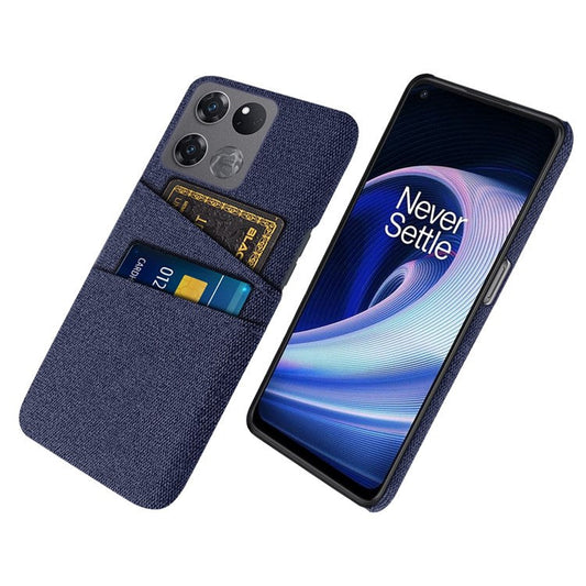 For OnePlus Ace Racing 5G Cloth Texture Anti-scratch Phone Case with Dual Card Slots Mobile Phone Well Protection Cover - Blue