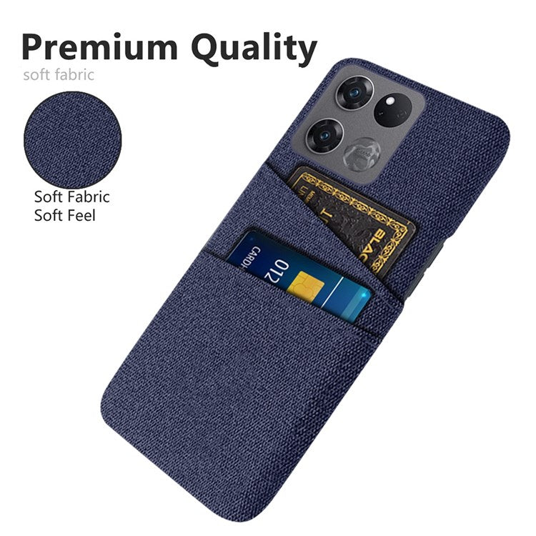 For OnePlus Ace Racing 5G Cloth Texture Anti-scratch Phone Case with Dual Card Slots Mobile Phone Well Protection Cover - Blue