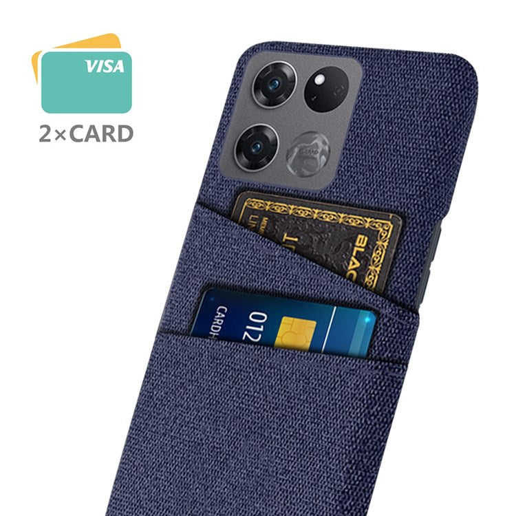 For OnePlus Ace Racing 5G Cloth Texture Anti-scratch Phone Case with Dual Card Slots Mobile Phone Well Protection Cover - Blue