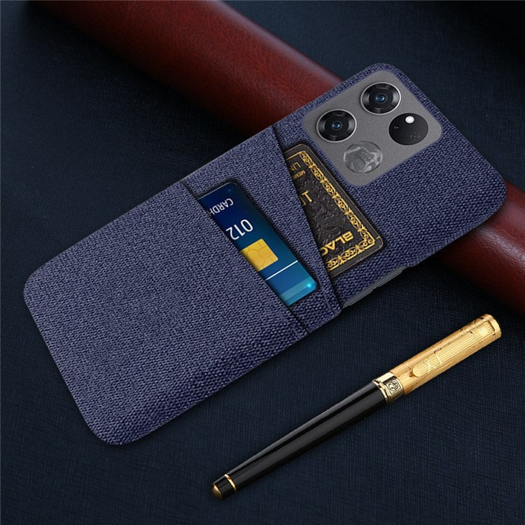 For OnePlus Ace Racing 5G Cloth Texture Anti-scratch Phone Case with Dual Card Slots Mobile Phone Well Protection Cover - Blue