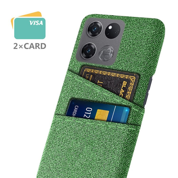 For OnePlus Ace Racing 5G Cloth Texture Anti-scratch Phone Case with Dual Card Slots Mobile Phone Well Protection Cover - Green