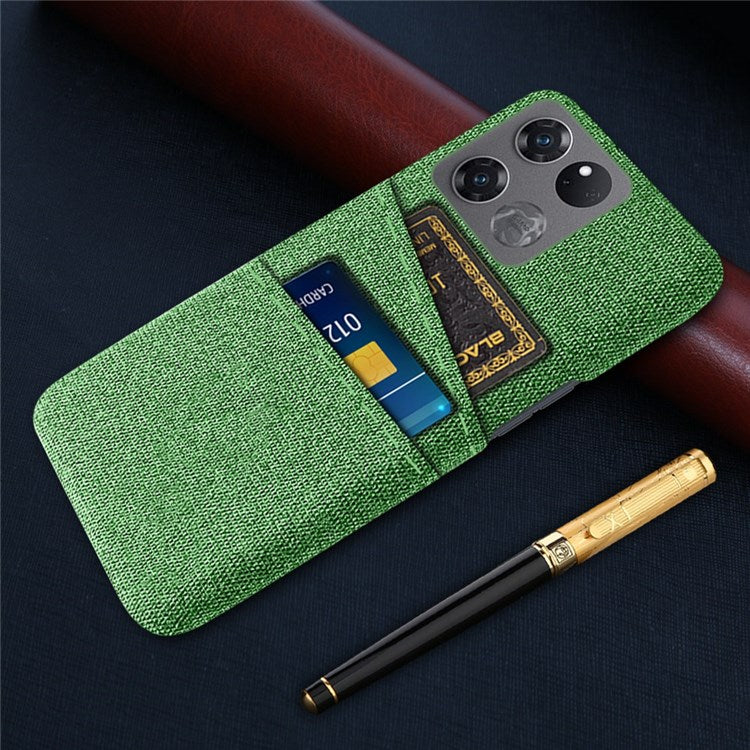 For OnePlus Ace Racing 5G Cloth Texture Anti-scratch Phone Case with Dual Card Slots Mobile Phone Well Protection Cover - Green