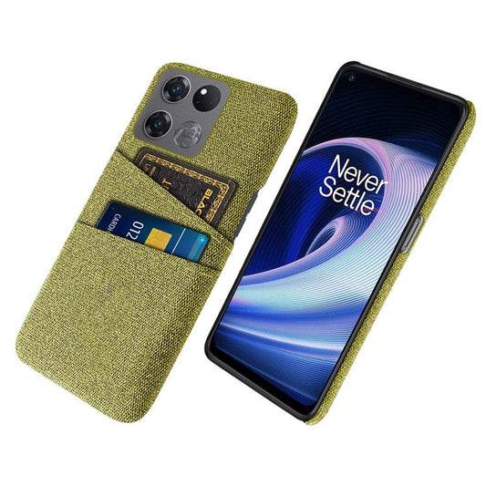 For OnePlus Ace Racing 5G Cloth Texture Anti-scratch Phone Case with Dual Card Slots Mobile Phone Well Protection Cover - Yellow