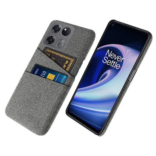 For OnePlus Ace Racing 5G Cloth Texture Anti-scratch Phone Case with Dual Card Slots Mobile Phone Well Protection Cover - Grey