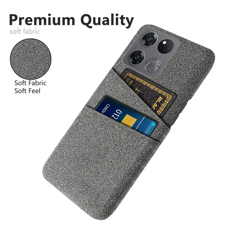 For OnePlus Ace Racing 5G Cloth Texture Anti-scratch Phone Case with Dual Card Slots Mobile Phone Well Protection Cover - Grey