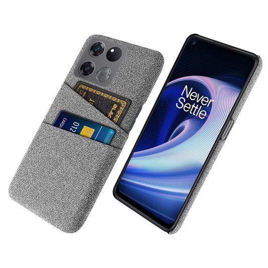 For OnePlus Ace Racing 5G Cloth Texture Anti-scratch Phone Case with Dual Card Slots Mobile Phone Well Protection Cover - Light Grey