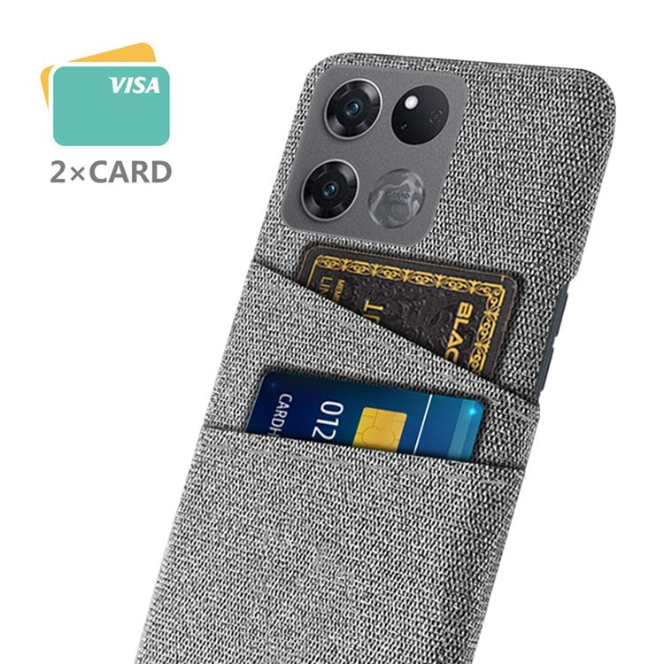 For OnePlus Ace Racing 5G Cloth Texture Anti-scratch Phone Case with Dual Card Slots Mobile Phone Well Protection Cover - Light Grey
