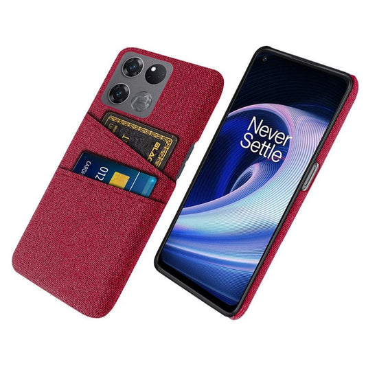 For OnePlus Ace Racing 5G Cloth Texture Anti-scratch Phone Case with Dual Card Slots Mobile Phone Well Protection Cover - Red