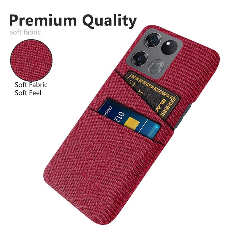 For OnePlus Ace Racing 5G Cloth Texture Anti-scratch Phone Case with Dual Card Slots Mobile Phone Well Protection Cover - Red
