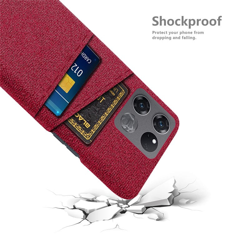 For OnePlus Ace Racing 5G Cloth Texture Anti-scratch Phone Case with Dual Card Slots Mobile Phone Well Protection Cover - Red