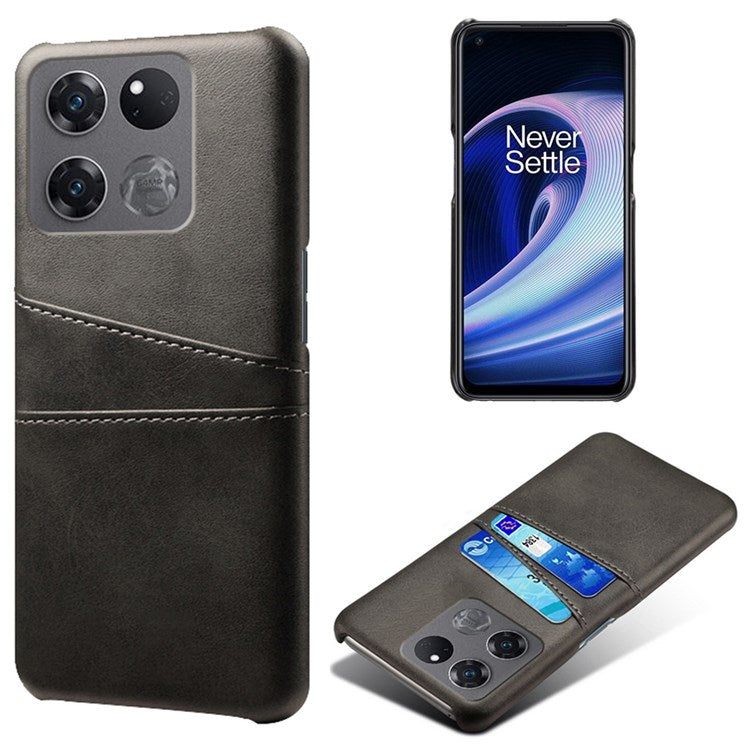 Anti-scratch Phone Case Card Holder for OnePlus Ace Racing 5G, PU Leather Coated Hard PC Ultra-thin Back Cover Shell - Black