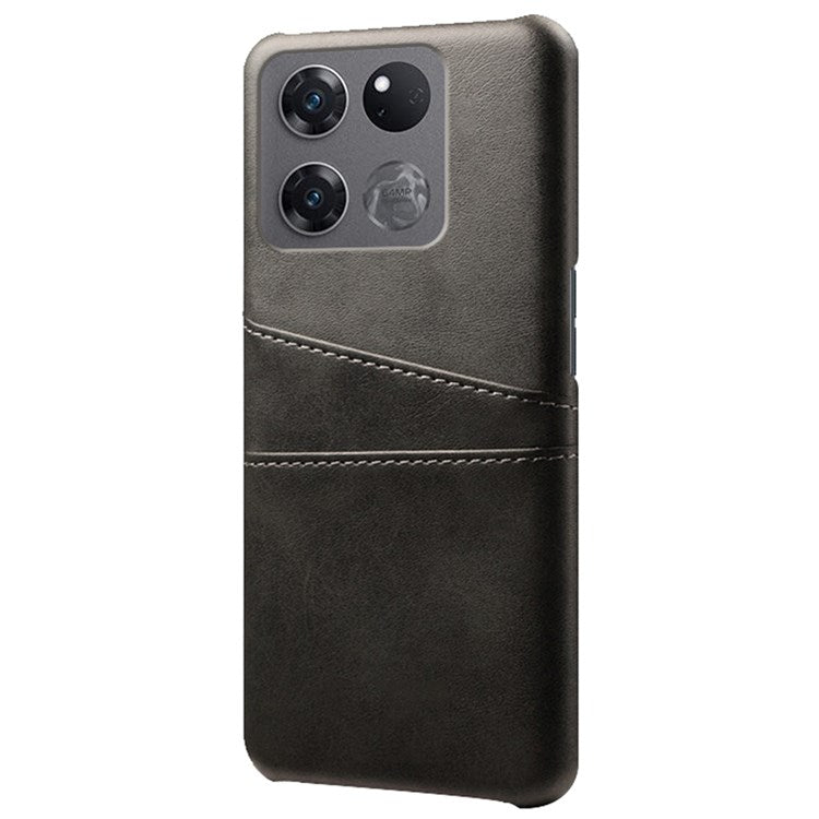 Anti-scratch Phone Case Card Holder for OnePlus Ace Racing 5G, PU Leather Coated Hard PC Ultra-thin Back Cover Shell - Black