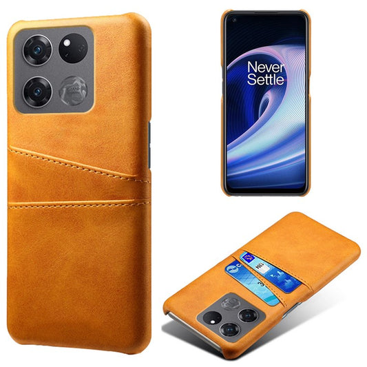 Anti-scratch Phone Case Card Holder for OnePlus Ace Racing 5G, PU Leather Coated Hard PC Ultra-thin Back Cover Shell - Orange