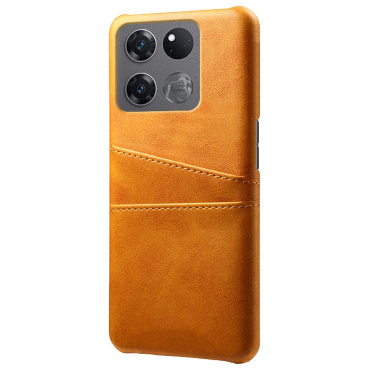 Anti-scratch Phone Case Card Holder for OnePlus Ace Racing 5G, PU Leather Coated Hard PC Ultra-thin Back Cover Shell - Orange