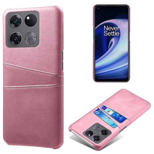 Anti-scratch Phone Case Card Holder for OnePlus Ace Racing 5G, PU Leather Coated Hard PC Ultra-thin Back Cover Shell - Rose Gold