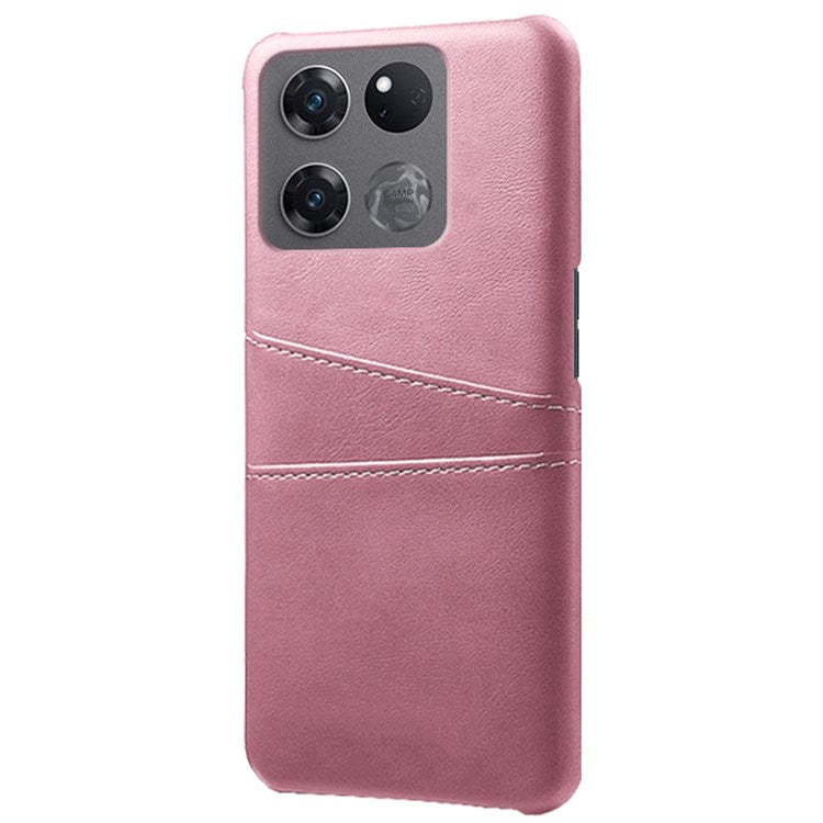Anti-scratch Phone Case Card Holder for OnePlus Ace Racing 5G, PU Leather Coated Hard PC Ultra-thin Back Cover Shell - Rose Gold