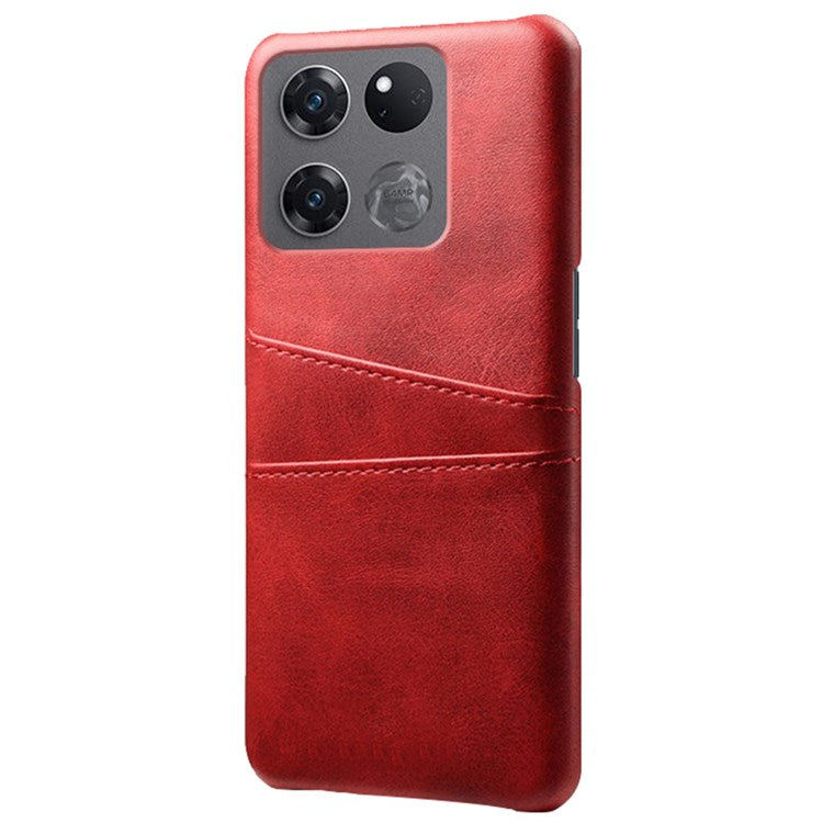 Anti-scratch Phone Case Card Holder for OnePlus Ace Racing 5G, PU Leather Coated Hard PC Ultra-thin Back Cover Shell - Red