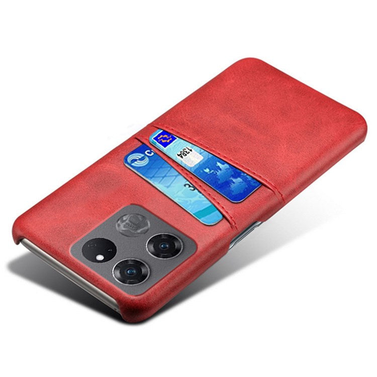 Anti-scratch Phone Case Card Holder for OnePlus Ace Racing 5G, PU Leather Coated Hard PC Ultra-thin Back Cover Shell - Red