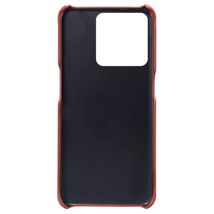 Anti-scratch Phone Case Card Holder for OnePlus Ace Racing 5G, PU Leather Coated Hard PC Ultra-thin Back Cover Shell - Red