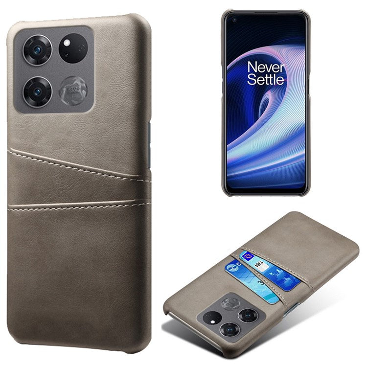 Anti-scratch Phone Case Card Holder for OnePlus Ace Racing 5G, PU Leather Coated Hard PC Ultra-thin Back Cover Shell - Grey