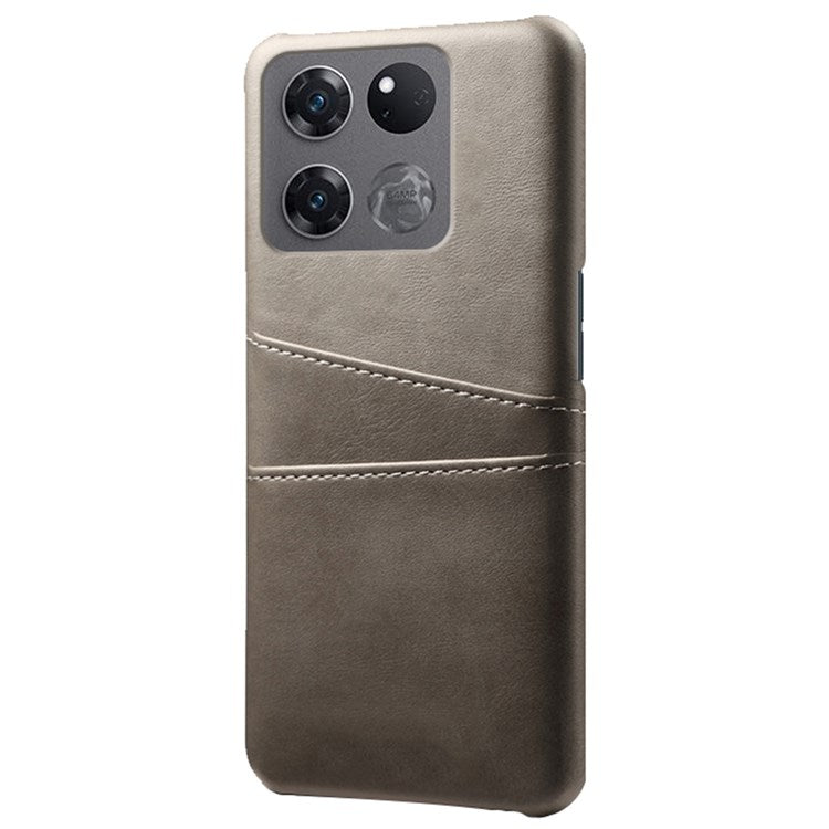 Anti-scratch Phone Case Card Holder for OnePlus Ace Racing 5G, PU Leather Coated Hard PC Ultra-thin Back Cover Shell - Grey