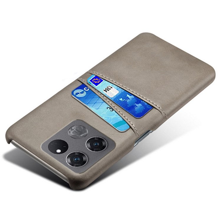 Anti-scratch Phone Case Card Holder for OnePlus Ace Racing 5G, PU Leather Coated Hard PC Ultra-thin Back Cover Shell - Grey