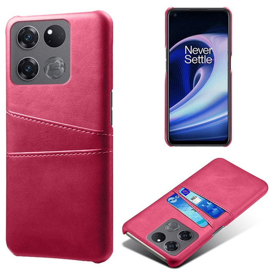 Anti-scratch Phone Case Card Holder for OnePlus Ace Racing 5G, PU Leather Coated Hard PC Ultra-thin Back Cover Shell - Rose