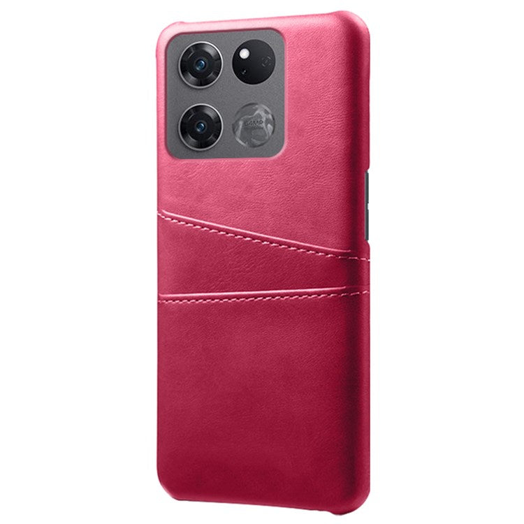 Anti-scratch Phone Case Card Holder for OnePlus Ace Racing 5G, PU Leather Coated Hard PC Ultra-thin Back Cover Shell - Rose