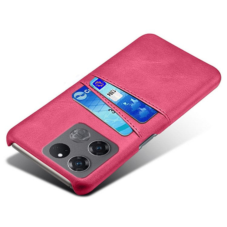 Anti-scratch Phone Case Card Holder for OnePlus Ace Racing 5G, PU Leather Coated Hard PC Ultra-thin Back Cover Shell - Rose