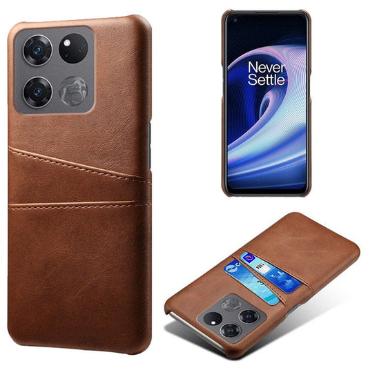 Anti-scratch Phone Case Card Holder for OnePlus Ace Racing 5G, PU Leather Coated Hard PC Ultra-thin Back Cover Shell - Brown