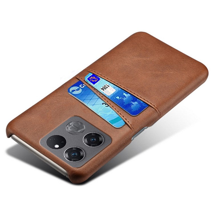Anti-scratch Phone Case Card Holder for OnePlus Ace Racing 5G, PU Leather Coated Hard PC Ultra-thin Back Cover Shell - Brown
