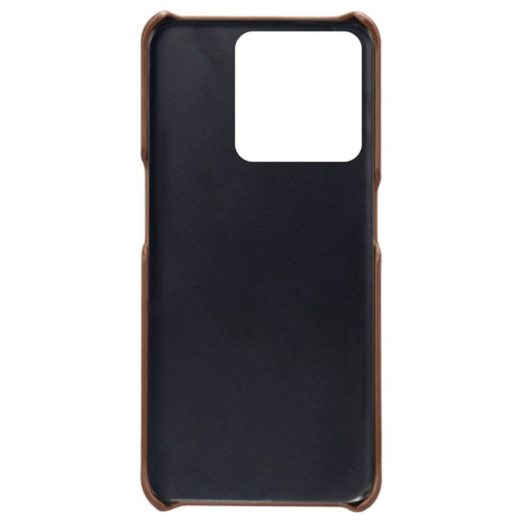 Anti-scratch Phone Case Card Holder for OnePlus Ace Racing 5G, PU Leather Coated Hard PC Ultra-thin Back Cover Shell - Brown