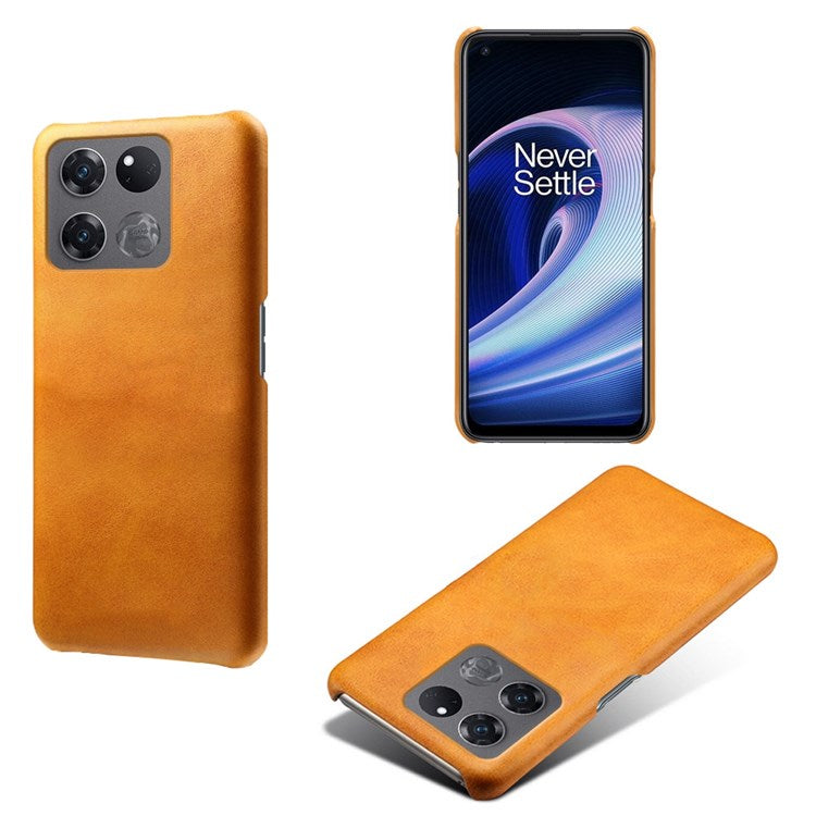 For OnePlus Ace Racing 5G Ultra-thin Phone Case Calf Textured PU Leather Coating Shockproof Hard PC Protective Cover - Orange