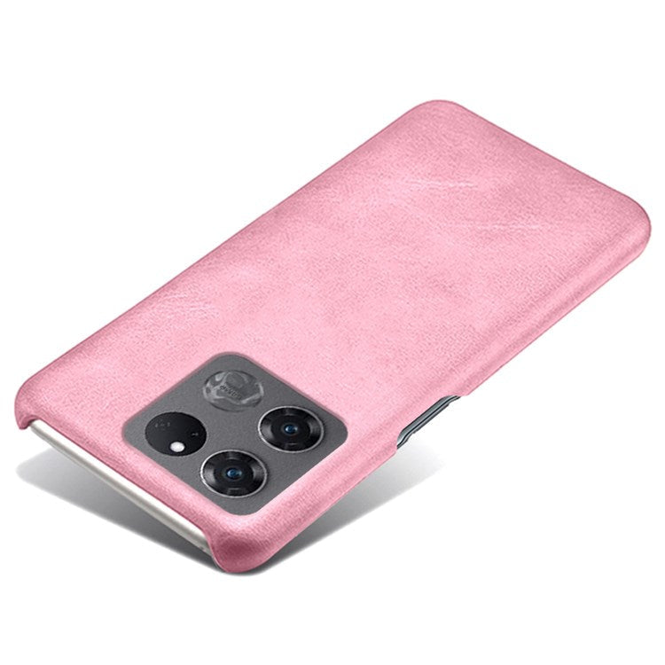 For OnePlus Ace Racing 5G Ultra-thin Phone Case Calf Textured PU Leather Coating Shockproof Hard PC Protective Cover - Rose Gold