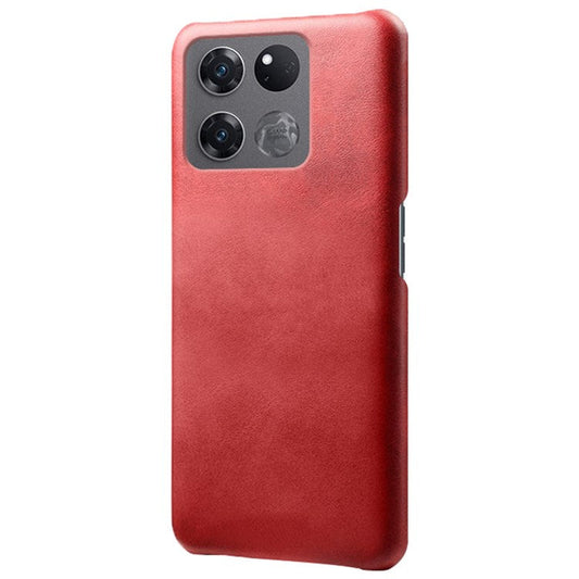 For OnePlus Ace Racing 5G Ultra-thin Phone Case Calf Textured PU Leather Coating Shockproof Hard PC Protective Cover - Red