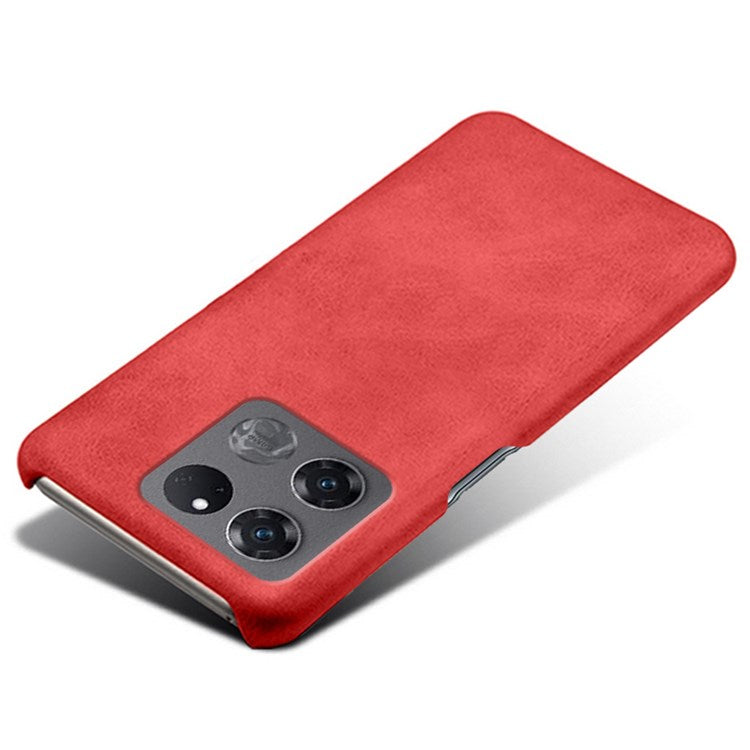 For OnePlus Ace Racing 5G Ultra-thin Phone Case Calf Textured PU Leather Coating Shockproof Hard PC Protective Cover - Red