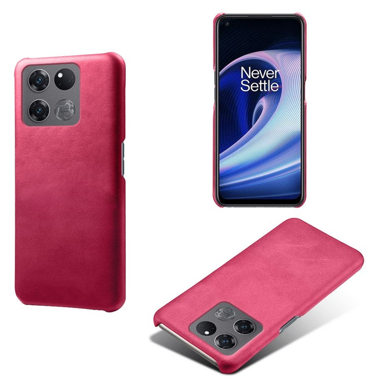 For OnePlus Ace Racing 5G Ultra-thin Phone Case Calf Textured PU Leather Coating Shockproof Hard PC Protective Cover - Rose