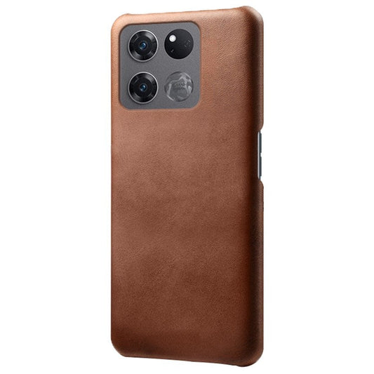 For OnePlus Ace Racing 5G Ultra-thin Phone Case Calf Textured PU Leather Coating Shockproof Hard PC Protective Cover - Brown