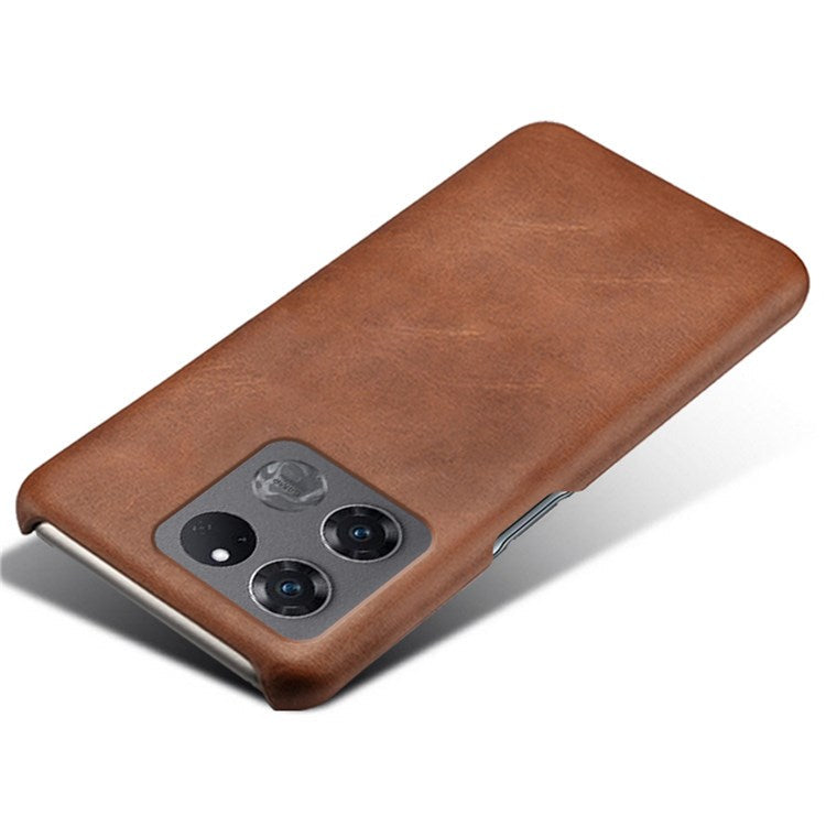 For OnePlus Ace Racing 5G Ultra-thin Phone Case Calf Textured PU Leather Coating Shockproof Hard PC Protective Cover - Brown