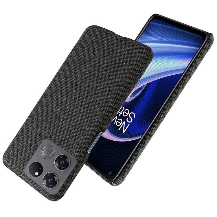 For OnePlus Ace Racing 5G Anti-fall Hard PC + Cloth Phone Cover Solid Color Wear-resistant Mobile Phone Case - Black