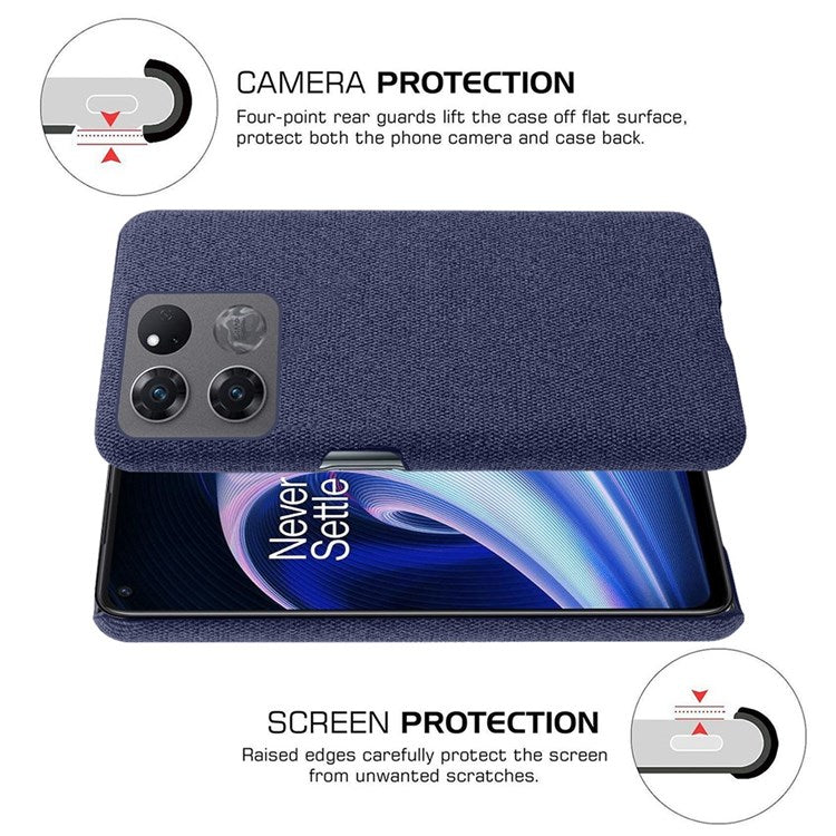 For OnePlus Ace Racing 5G Anti-fall Hard PC + Cloth Phone Cover Solid Color Wear-resistant Mobile Phone Case - Blue