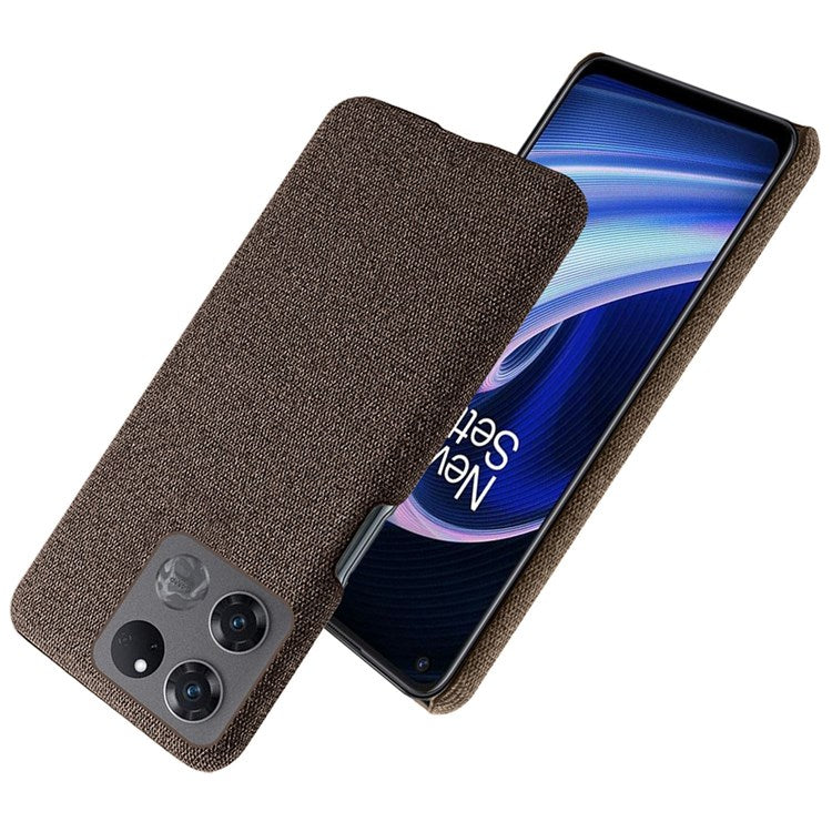 For OnePlus Ace Racing 5G Anti-fall Hard PC + Cloth Phone Cover Solid Color Wear-resistant Mobile Phone Case - Brown