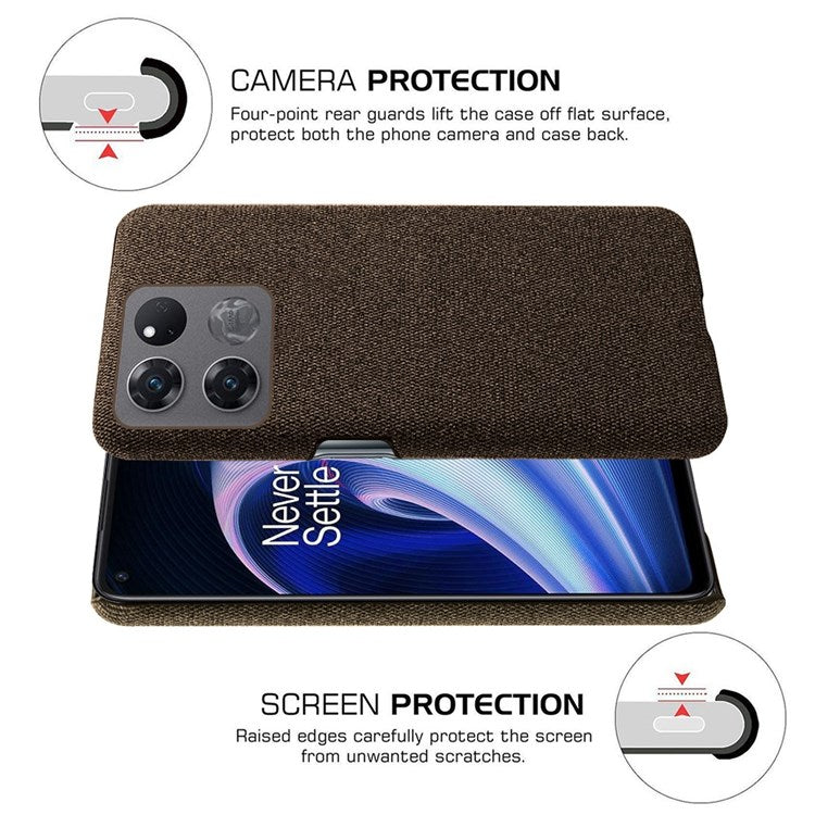 For OnePlus Ace Racing 5G Anti-fall Hard PC + Cloth Phone Cover Solid Color Wear-resistant Mobile Phone Case - Brown