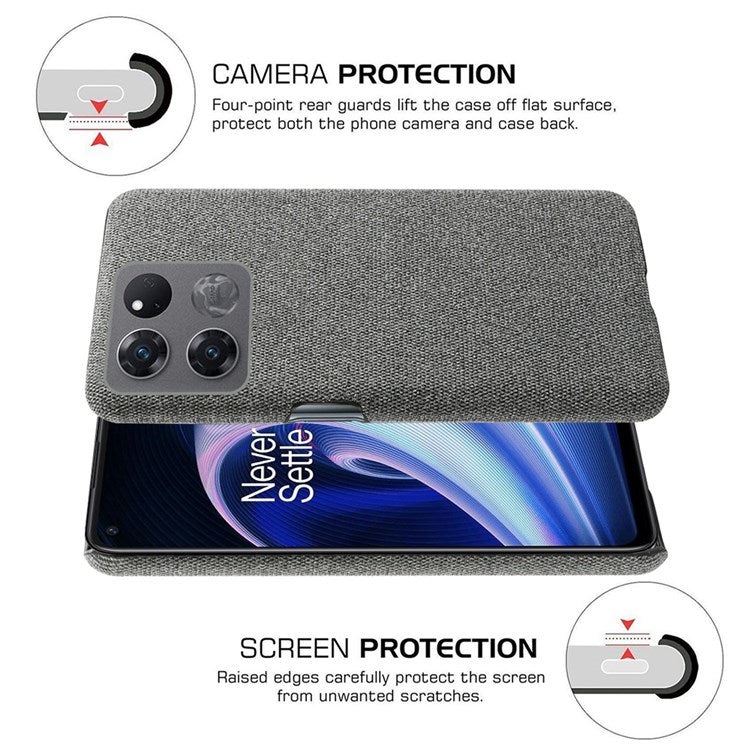 For OnePlus Ace Racing 5G Anti-fall Hard PC + Cloth Phone Cover Solid Color Wear-resistant Mobile Phone Case - Grey