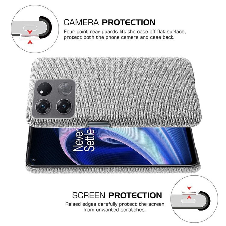 For OnePlus Ace Racing 5G Anti-fall Hard PC + Cloth Phone Cover Solid Color Wear-resistant Mobile Phone Case - Light Grey