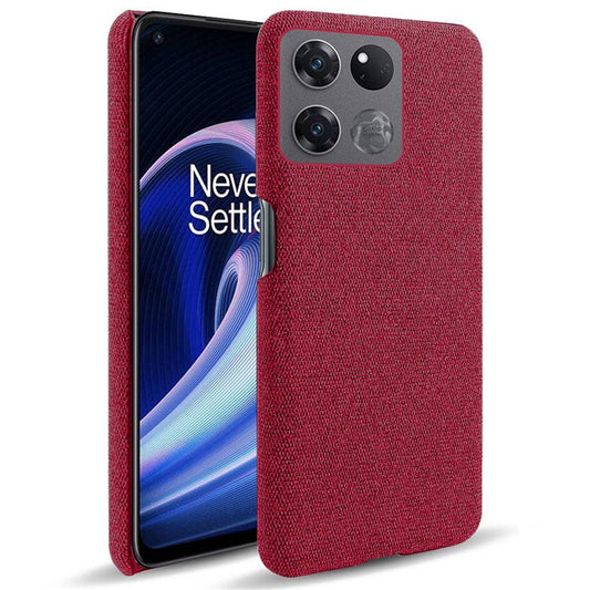 For OnePlus Ace Racing 5G Anti-fall Hard PC + Cloth Phone Cover Solid Color Wear-resistant Mobile Phone Case - Red